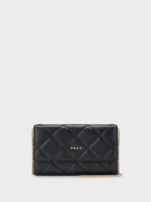 DKNY Quilted Leather Clutch and Crossbody in Black