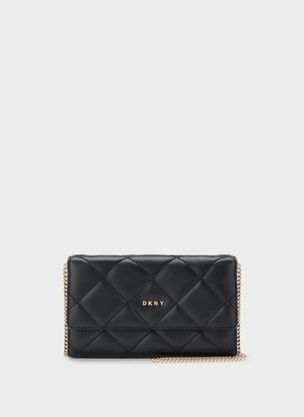 DKNY Quilted Leather Clutch and Crossbody in Black