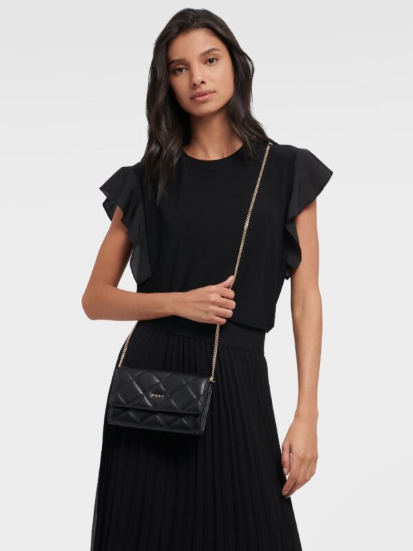 DKNY Quilted Leather Clutch and Crossbody in Black