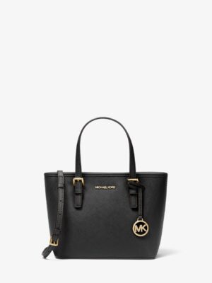 MICHAEL KORS Jet Set Leather Mini Tote Bag in Black