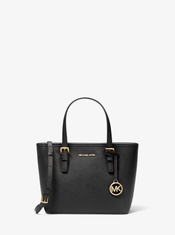 MICHAEL KORS Jet Set Leather Mini Tote Bag in Black