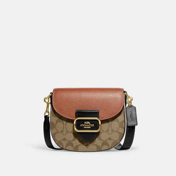 COACH Morgan Saddle Bag in Colorblock Signature Canvas Multi