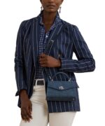 RALPH LAUREN Small Farrah Satchel in Navy Blue