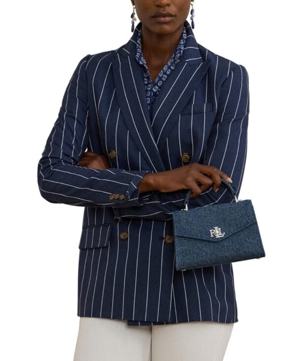 RALPH LAUREN Small Farrah Satchel in Navy Blue