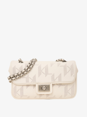 KARL LAGERFELD Agyness Monogram Small Shoulder Bag in Cream