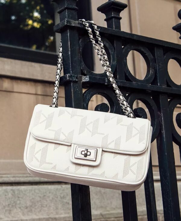 KARL LAGERFELD Agyness Monogram Small Shoulder Bag in Cream