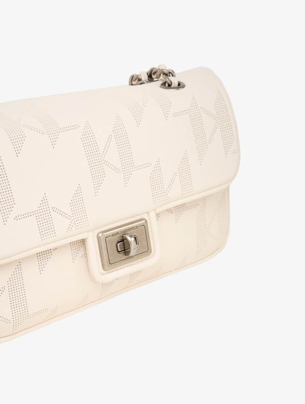 KARL LAGERFELD Agyness Monogram Small Shoulder Bag in Cream