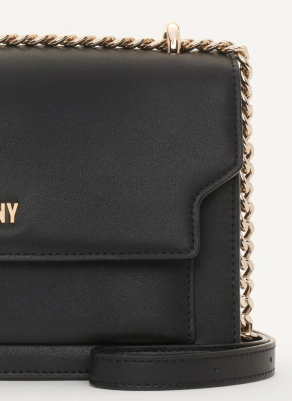 DKNY Millie Flap Leather Shoulder Crossbody bag in Black