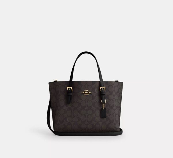 COACH Mollie Medium Tote Bag in Signature Canvas Brown Black