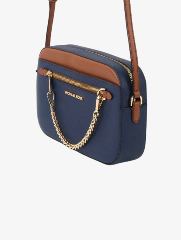 MICHAEL KORS Jet Set Large Chain Crossbody Bag in Navy Multi