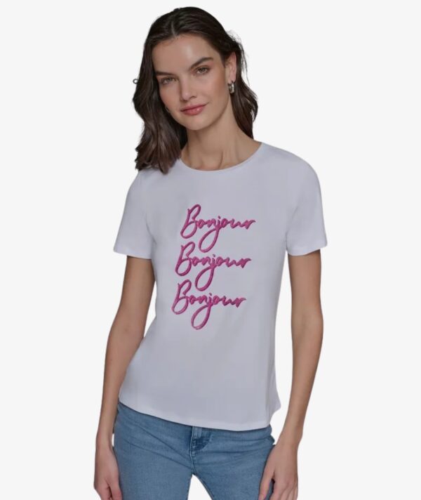Karl Lagerfeld Bonjour Tee White/Pink Tshirt