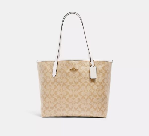 COACH City Tote Bag in Signature Canvas Light Beige