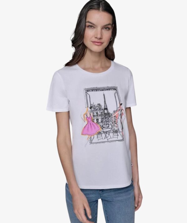 KARL LAGERFELD paris view tee in white tshirt