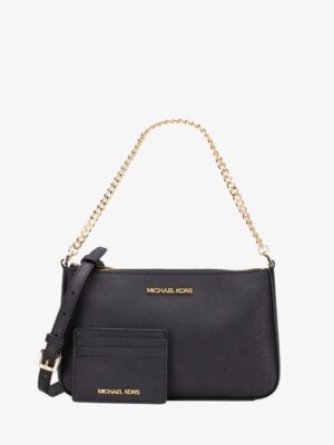 MICHAEL KORS Gift Box Set Of Leather Crossbody Bag and Card Holder in Black