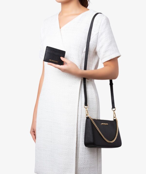 MICHAEL KORS Gift Box Set Of Leather Crossbody Bag and Card Holder in Black