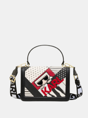 KARL LAGERFELD Simone Top Handle Crossbody Bag In Red and black