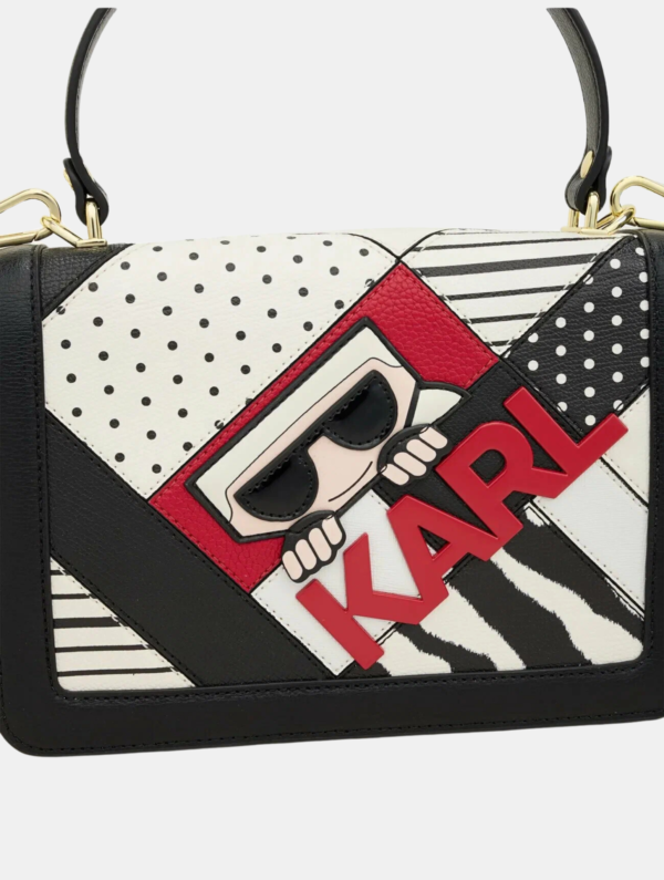 KARL LAGERFELD Simone Top Handle Crossbody Bag In Red and black