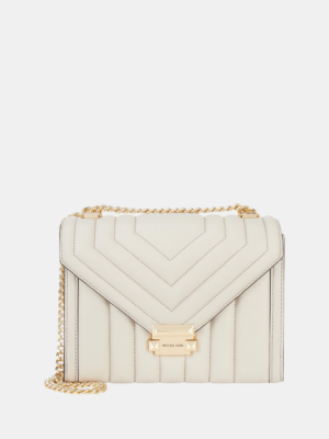 MICHAEL KORS Whitney Large Quilted Shoulder Bag in Cream