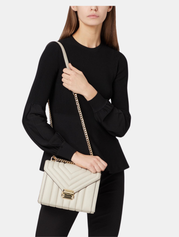 MICHAEL KORS Whitney Large Quilted Shoulder Bag in Cream