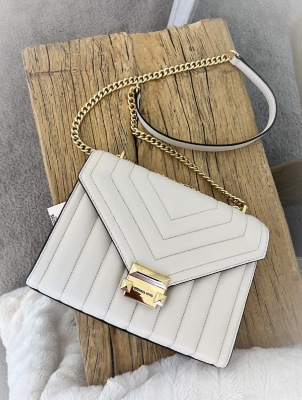 MICHAEL KORS Whitney Large Quilted Shoulder Bag in Cream