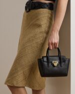 RALPH LAUREN Pebbled Leather Small Tanner Satchel Bag in Black