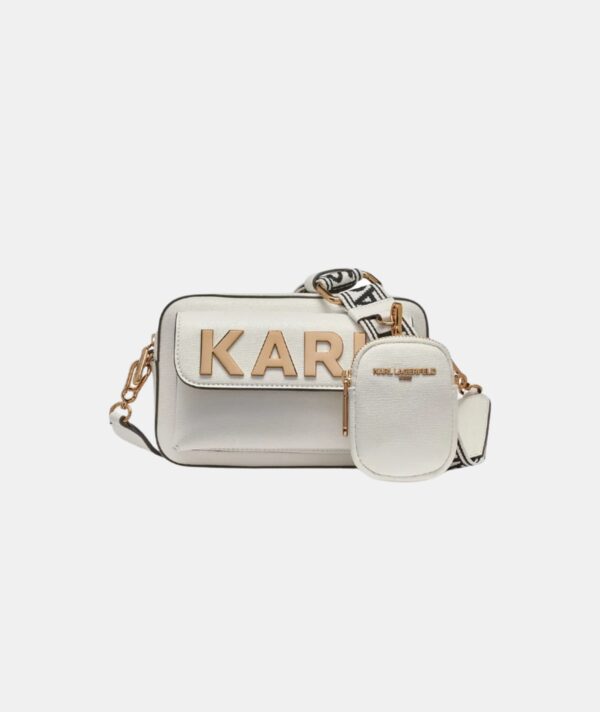 KARL LAGERFELD Maybelle Crossbody Bag With Airpod Case In Winter White