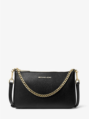 MICHAEL KORS Jet Set Narrow Crossbody Bag with Golden Chain In Black