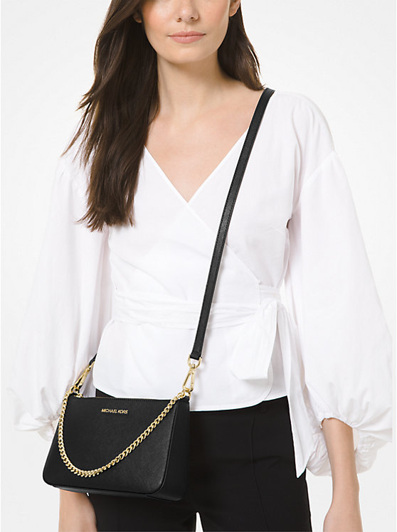 MICHAEL KORS Jet Set Narrow Crossbody Bag with Golden Chain In Black