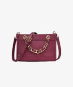 KARL LAGERFELD Savoie Small Leather Crossbody Bag in Wine