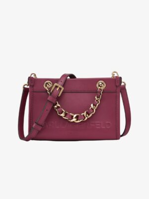 KARL LAGERFELD Savoie Small Leather Crossbody Bag in Wine