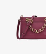 KARL LAGERFELD Savoie Small Leather Crossbody Bag in Wine