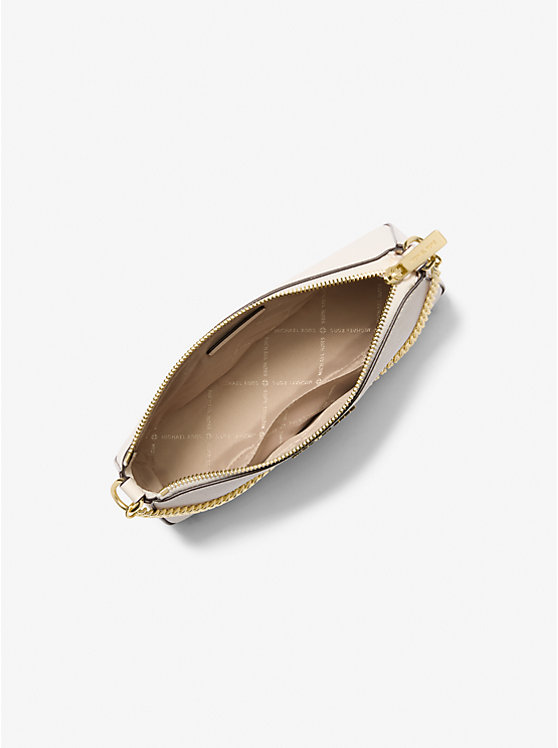 MICHAEL KORS Jet Set Narrow Crossbody Bag with Golden Chain In Optic White