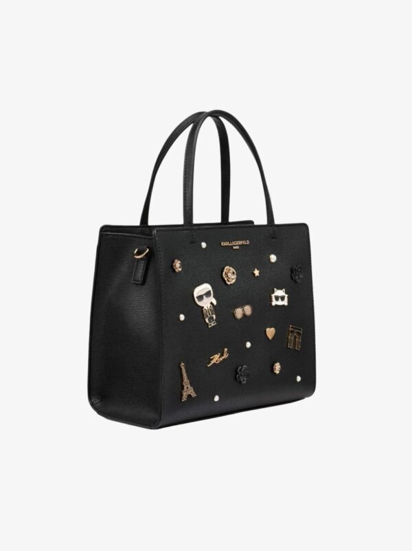 KARL LAGERFELD Maybelle Satchel with Golden Pins In Black