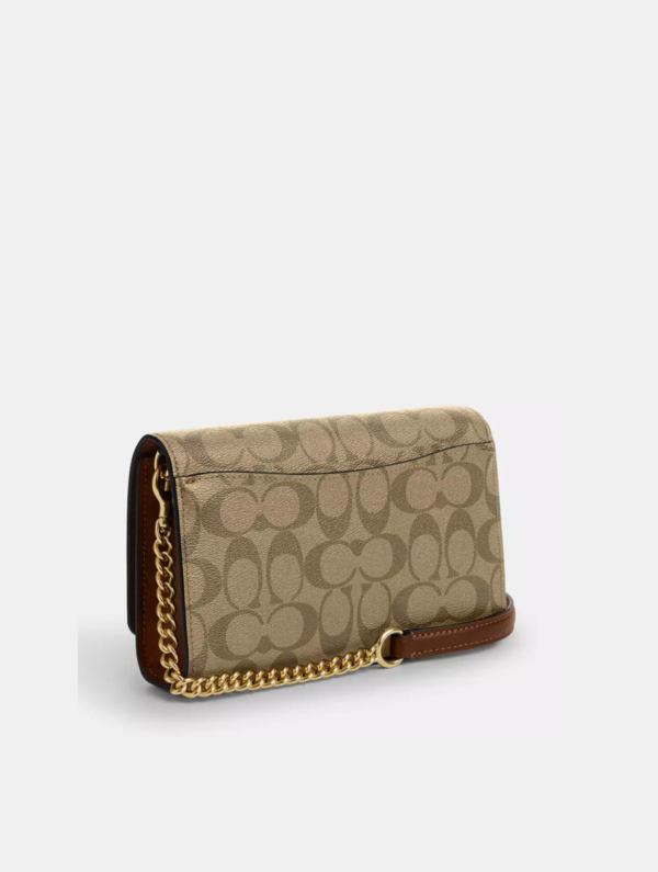 COACH Flap Clutch Crossbody In Signature Canvas Beige