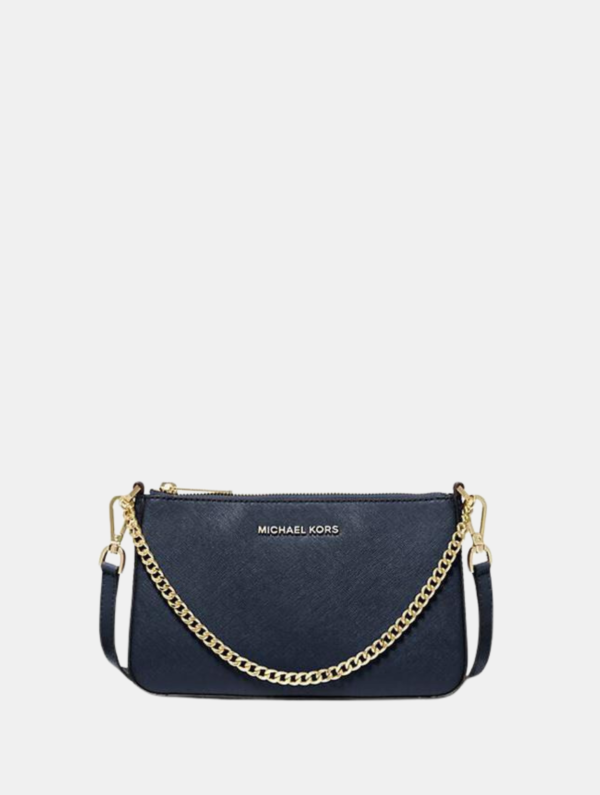 MICHAEL KORS Jet Set Medium Saffiano Leather Crossbody Bag in Navy Blue