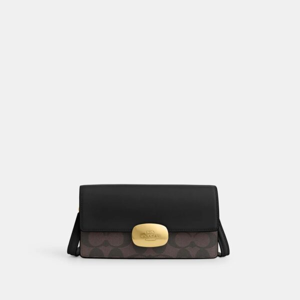 COACH Eliza Small Flap Crossbody in Signature Brown Black