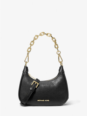 MICHAEL KORS Cora Extra-Small Pebbled Leather Shoulder Bag in Black