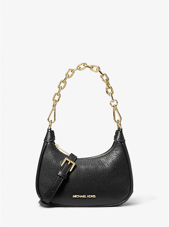 MICHAEL KORS Cora Extra-Small Pebbled Leather Shoulder Bag in Black