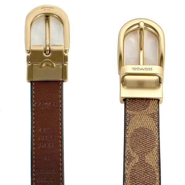 COACH Belt Reversible & Adjustable to size in signature Brown/Brown