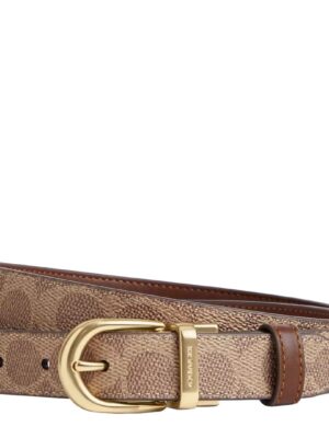 COACH Belt Reversible & Adjustable to size in signature Brown/Brown