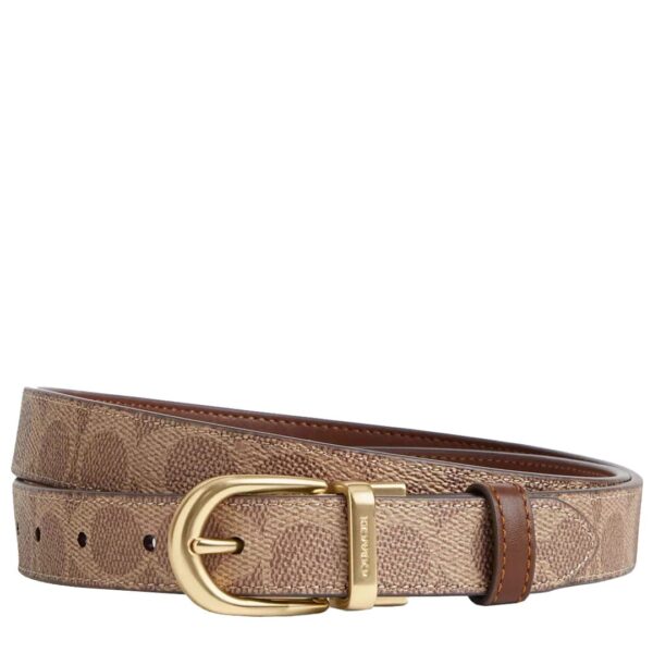 COACH Belt Reversible & Adjustable to size in signature Brown/Brown