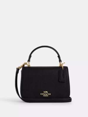 COACH Lysa Top Handle Bag in Black Leather