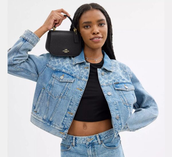 COACH Lysa Top Handle Bag in Black Leather