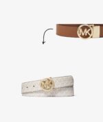 Michael Kors Reversible 2 IN 1 Logo and Smooth Belt IN CREAM AND LUGGAGE