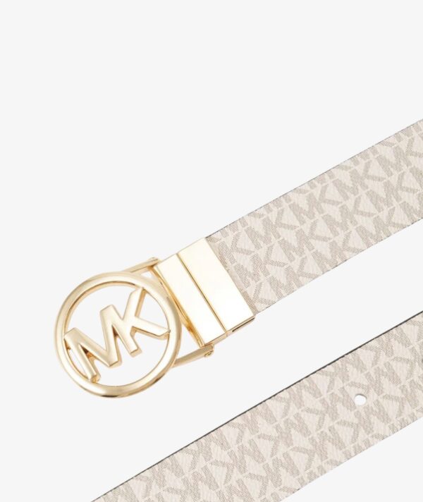 Michael Kors Reversible 2 IN 1 Logo and Smooth Belt IN CREAM AND LUGGAGE
