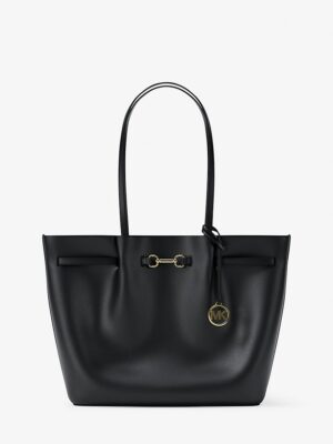 Michael Kors Carson Large Pebbled Leather Tote Bag In Black