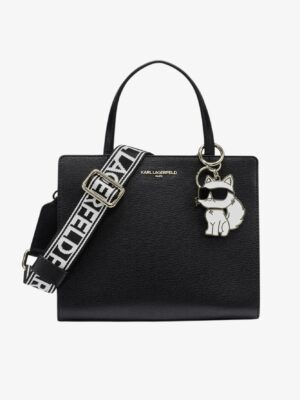 KARL LAGERFELD MAYBELLE SATCHEL BAG WITH CHOUPETTE CHARM in Black