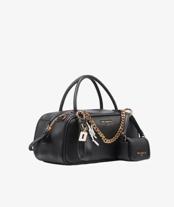 KARL LAGERFELD ZAYLIA SMALL SATCHEL WITH CHAIN & MINI BAG IN BLACK