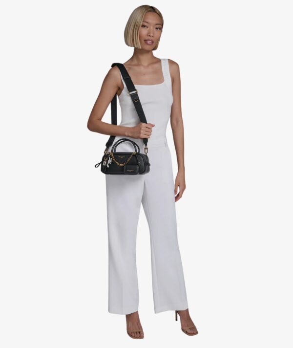 KARL LAGERFELD ZAYLIA SMALL SATCHEL WITH CHAIN & MINI BAG IN BLACK