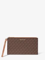 Michael Kors Large Signature Logo Wristlet in Brown